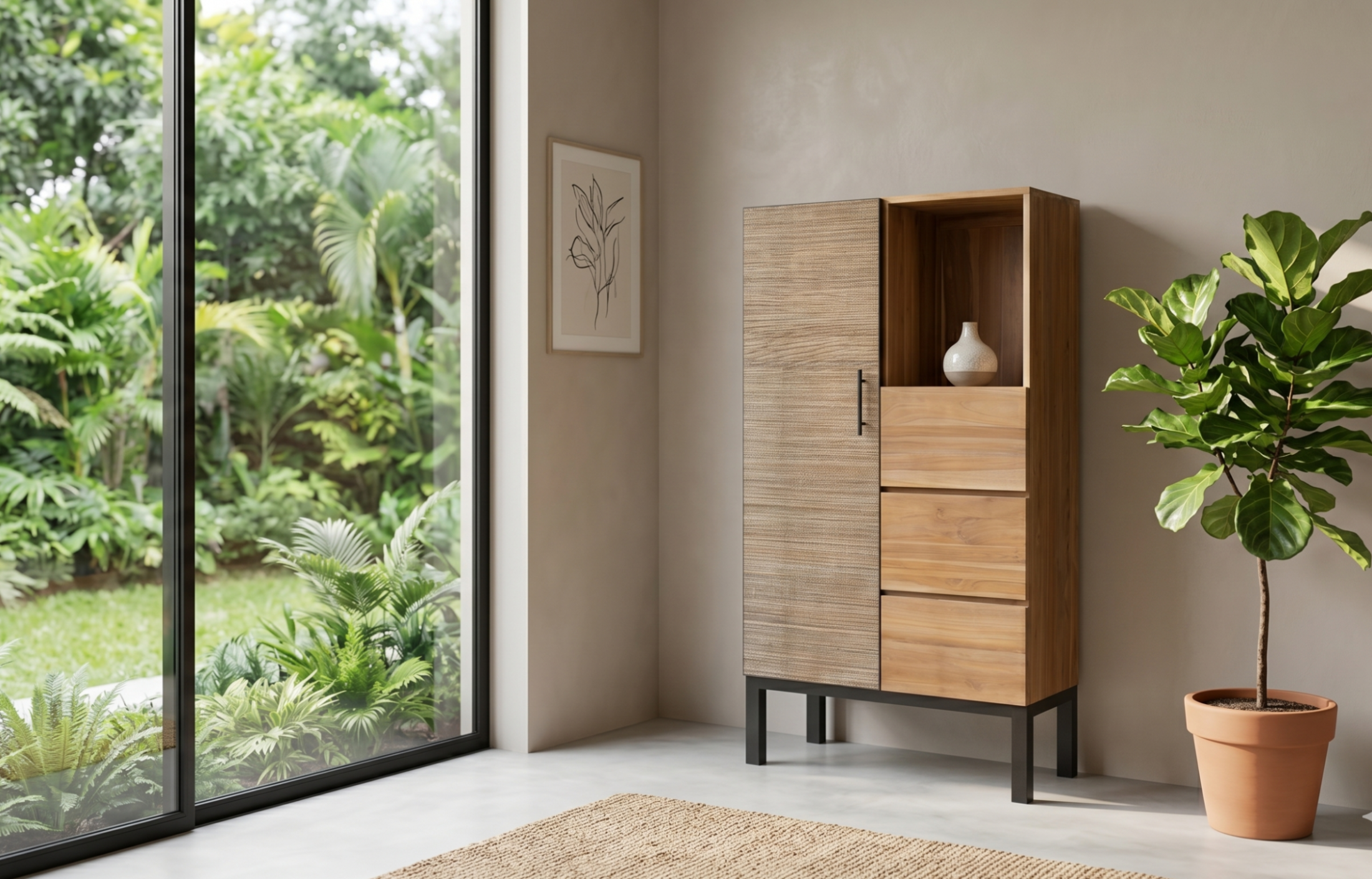 Kelapa cabinet 1 door 3 drawers