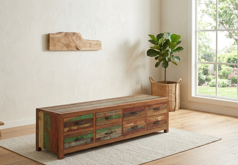 BENOWO TV STAND 8 DRAWERS