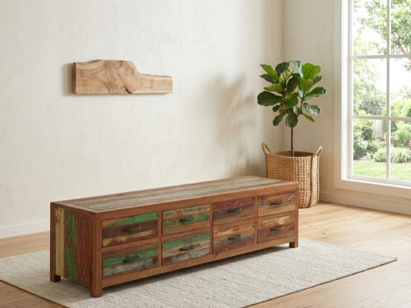BENOWO TV STAND 8 DRAWERS