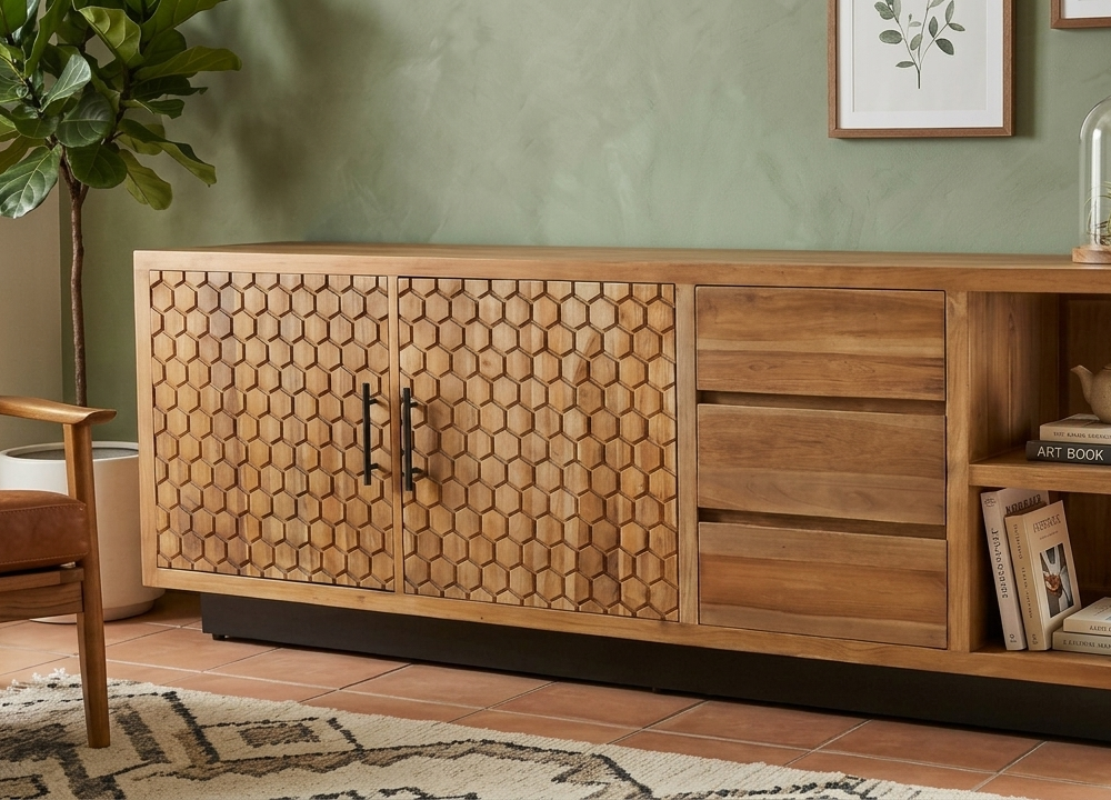 Honey Sideboard with 2 doors 3 drawers